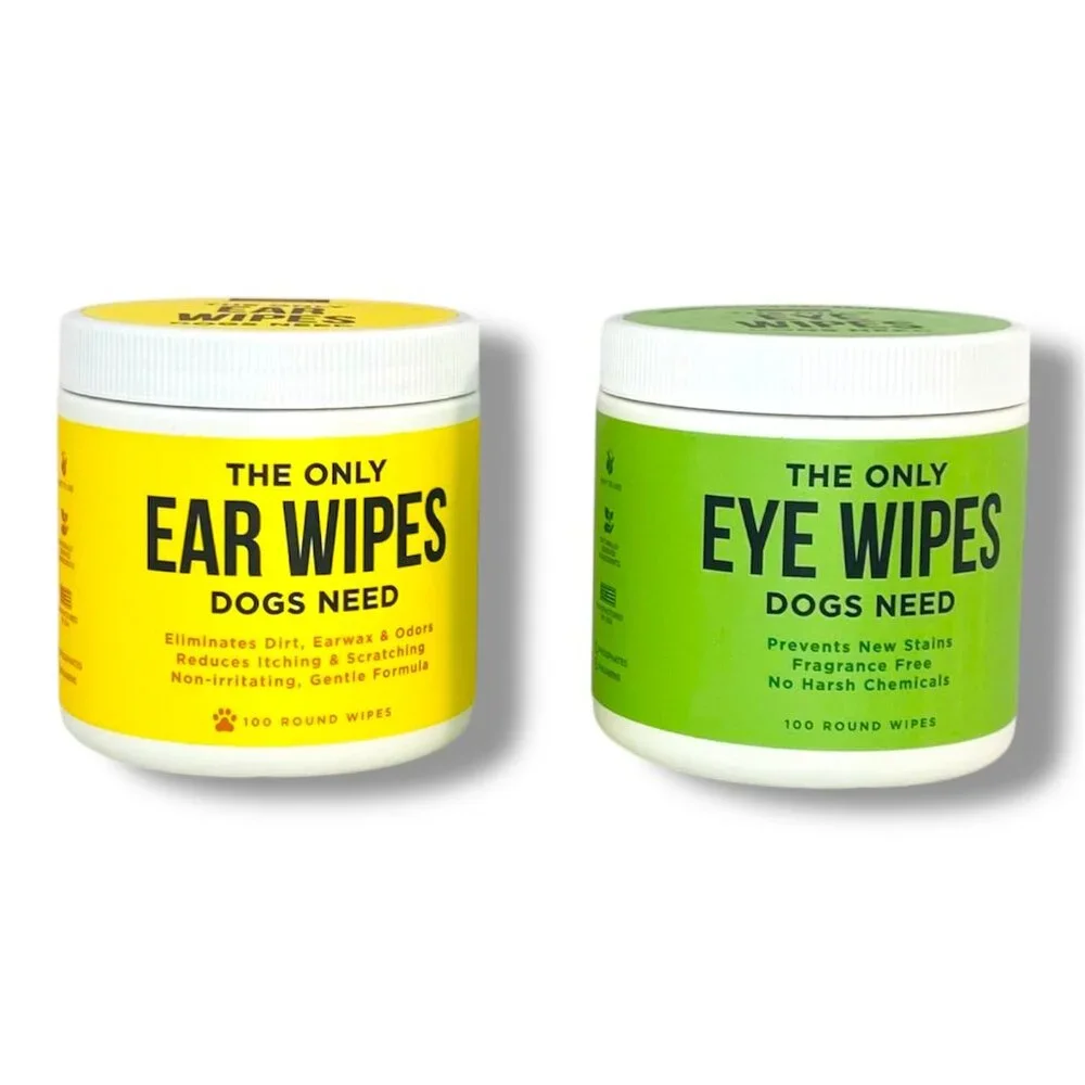 Natural Rapport Set with 200 Round Wipes, The Only Ear & Eye Wipes Dogs Need